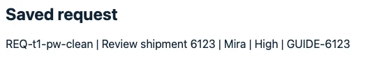 Detail crop of the fresh Playwright request showing its ID, subject, owner, priority, and iframe code